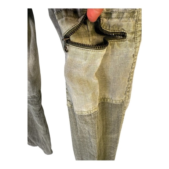 XCVI Hillside Green Linen Utility Cargo Straight Leg Drawstring Waist Pants S - Picture 6 of 12